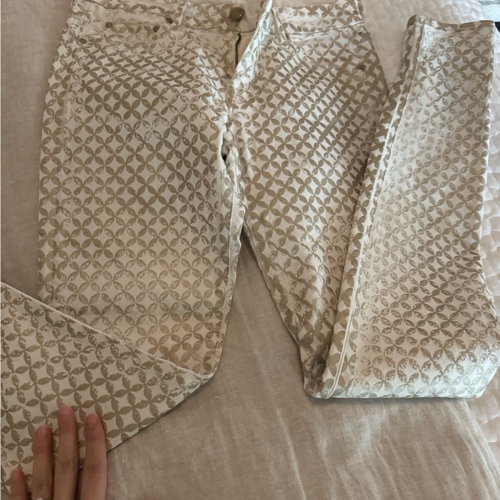 MOTHER Cream Patterned Trousers